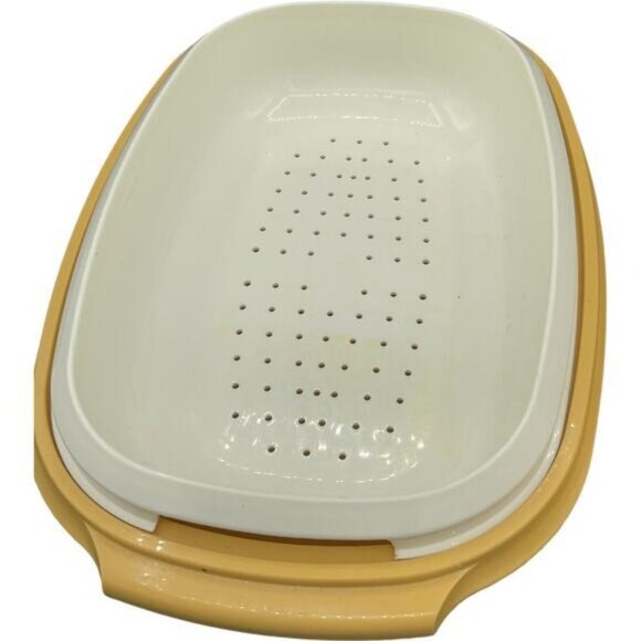 Tupperware 1273-4 1275-8 Vintage Oval Gold Steamer Strainer Set With Lid & Tray - Picture 9 of 12